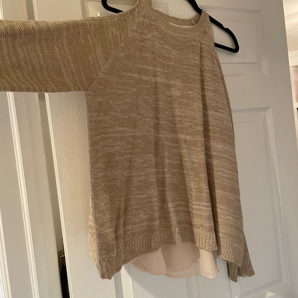 Cold Shoulder Split Back Sweater - image 1
